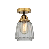 Nouveau Semi-Flush Mount Brushed Nickel Glass