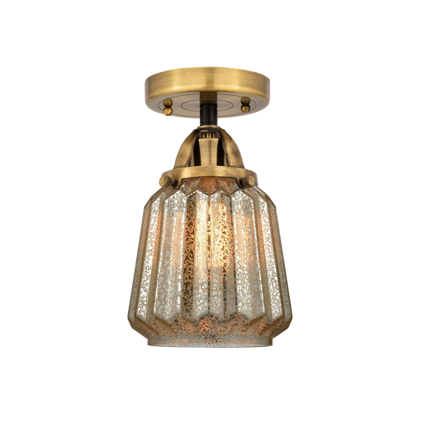 Nouveau Semi-Flush Mount Brushed Nickel Glass