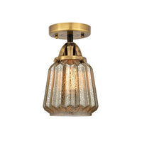 Nouveau Semi-Flush Mount Brushed Nickel Glass