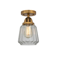 Nouveau Semi-Flush Mount Brushed Nickel Glass
