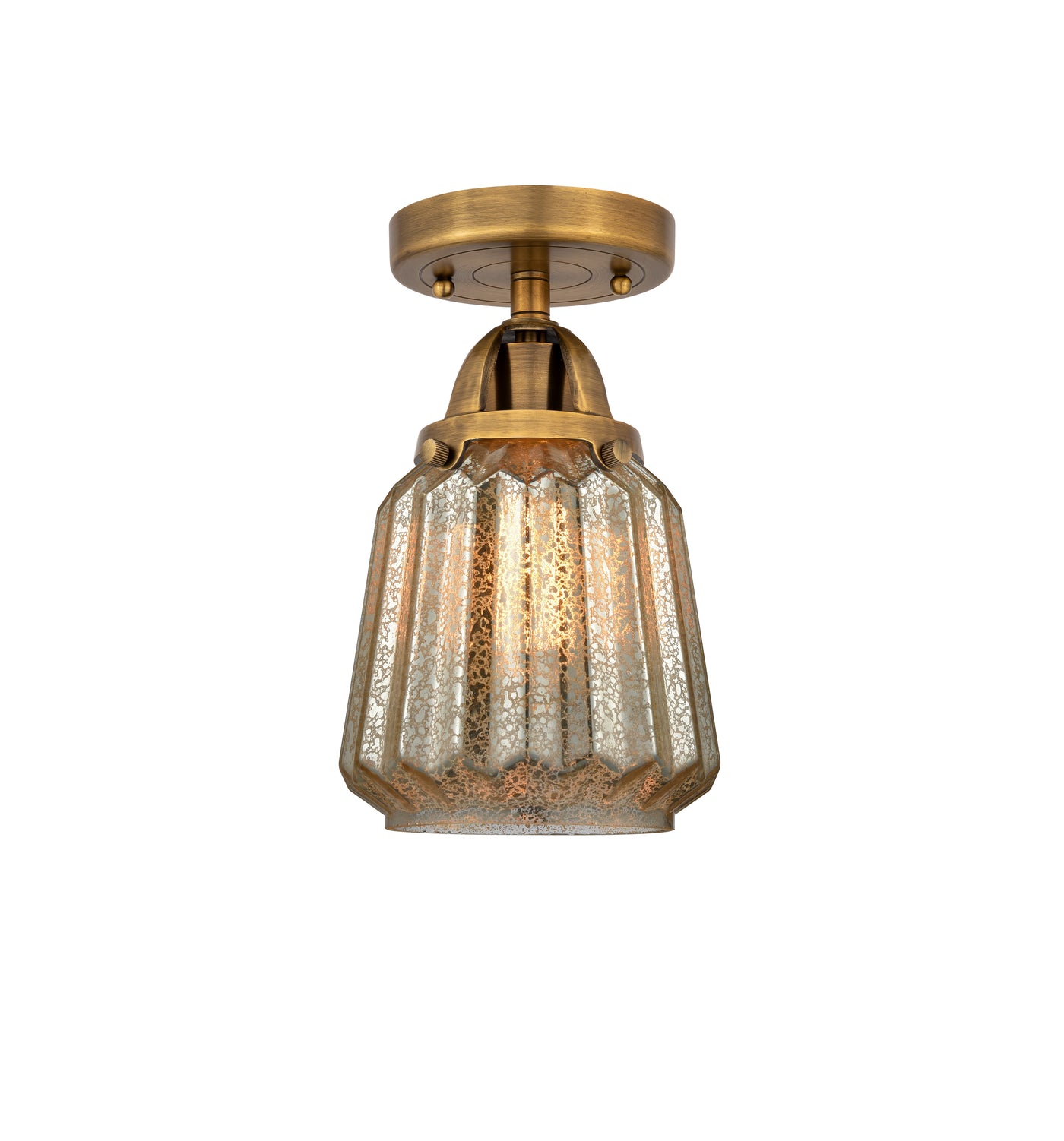 Nouveau Semi-Flush Mount Brushed Nickel Glass