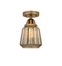Nouveau Semi-Flush Mount Brushed Nickel Glass