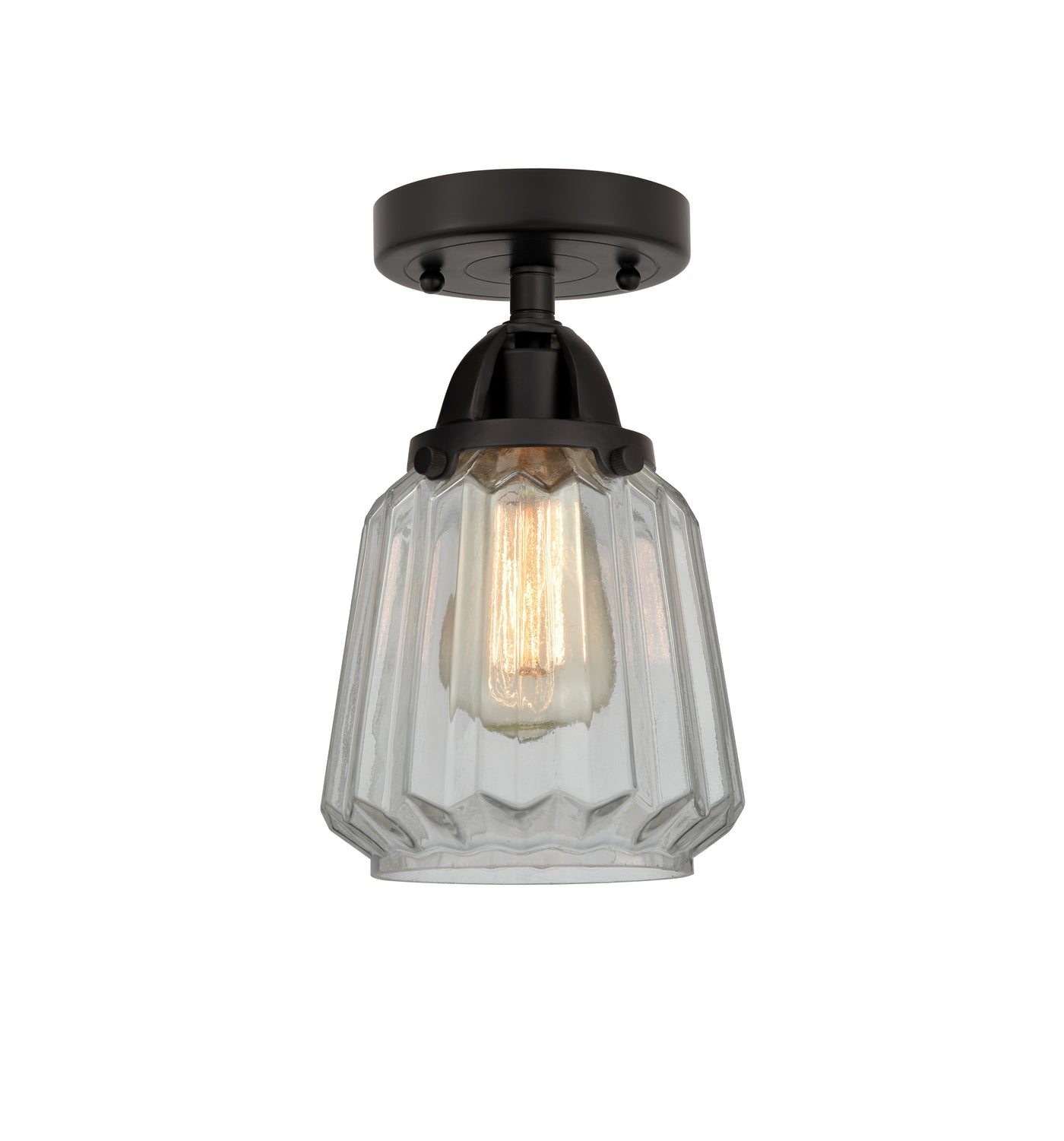 Nouveau Semi-Flush Mount Brushed Nickel Glass