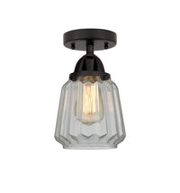 Nouveau Semi-Flush Mount Brushed Nickel Glass