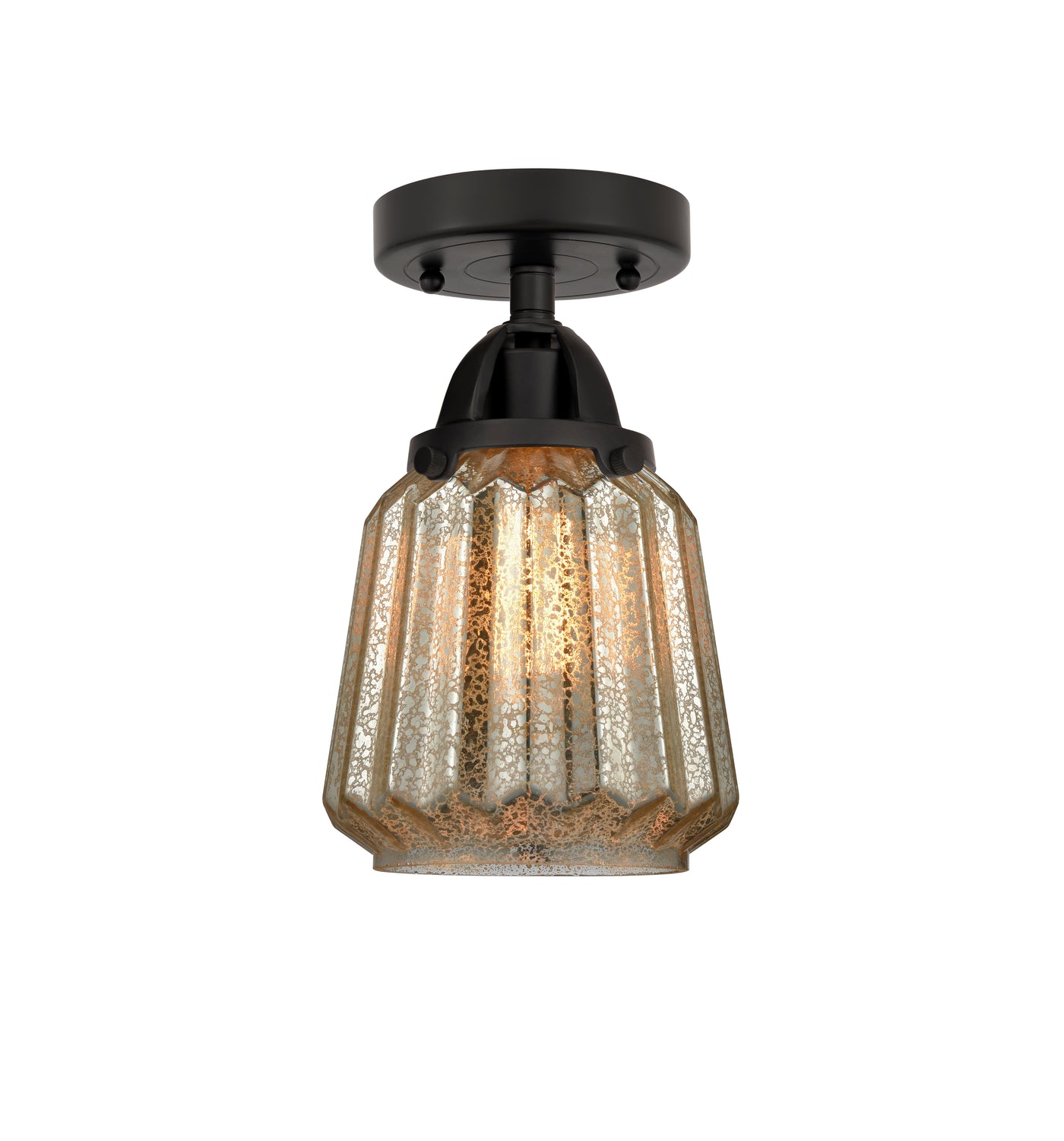 Nouveau Semi-Flush Mount Brushed Nickel Glass