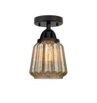 Nouveau Semi-Flush Mount Brushed Nickel Glass