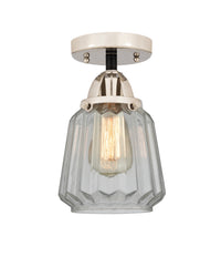 Nouveau Semi-Flush Mount Brushed Nickel Glass