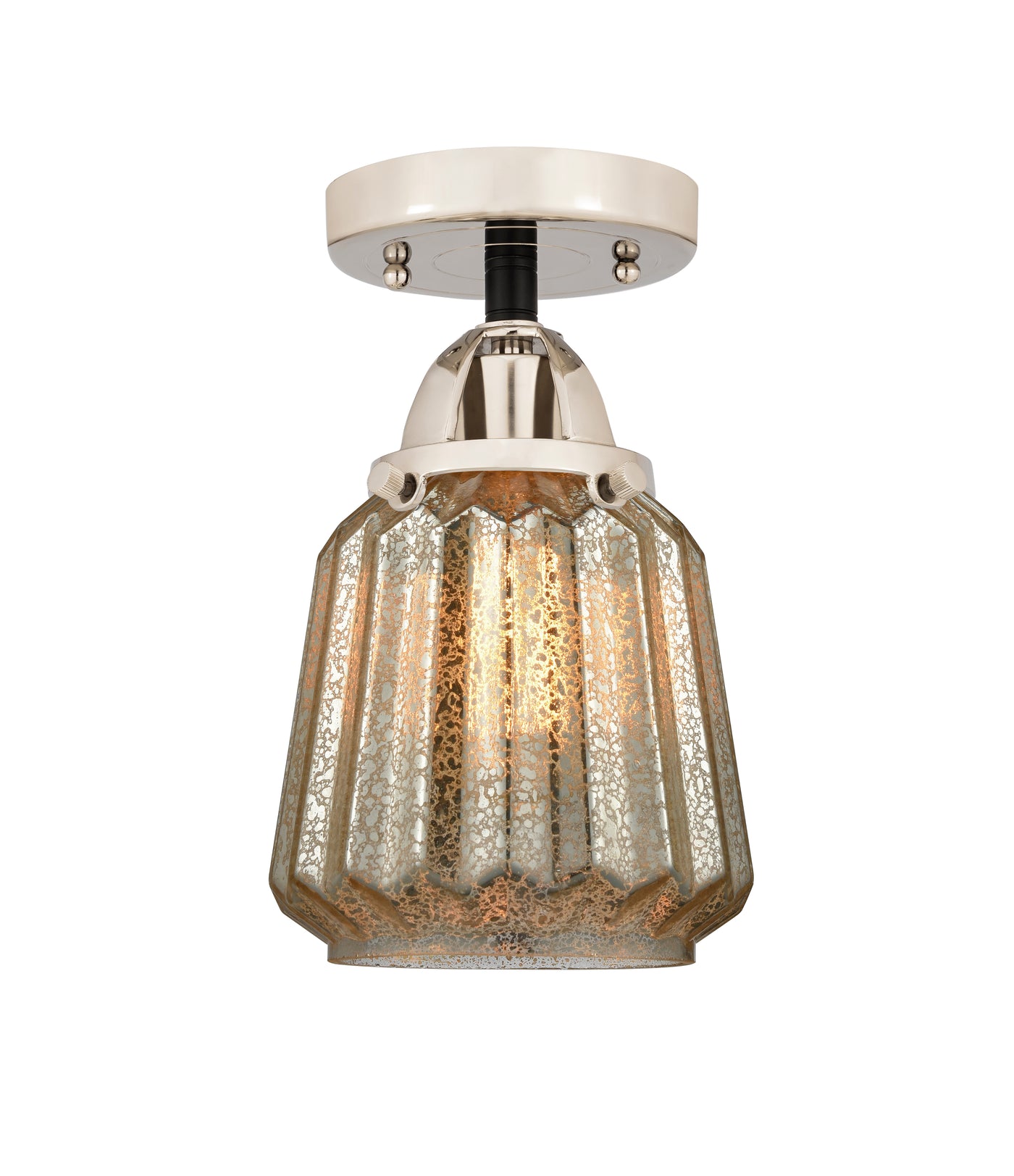 Nouveau Semi-Flush Mount Brushed Nickel Glass