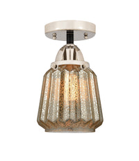 Nouveau Semi-Flush Mount Brushed Nickel Glass
