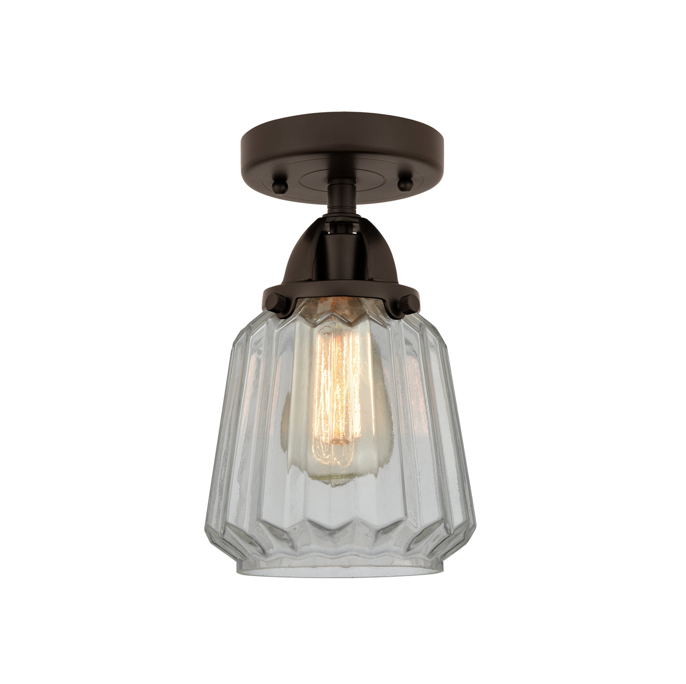 Nouveau Semi-Flush Mount Brushed Nickel Glass