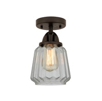 Nouveau Semi-Flush Mount Brushed Nickel Glass