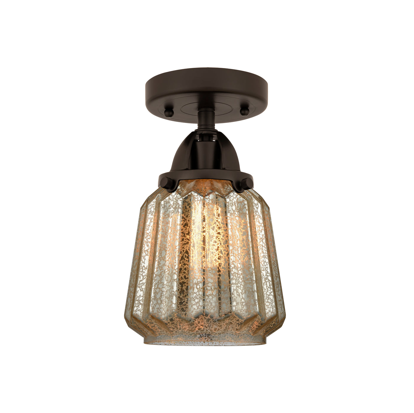 Nouveau Semi-Flush Mount Brushed Nickel Glass