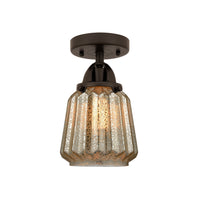Nouveau Semi-Flush Mount Brushed Nickel Glass