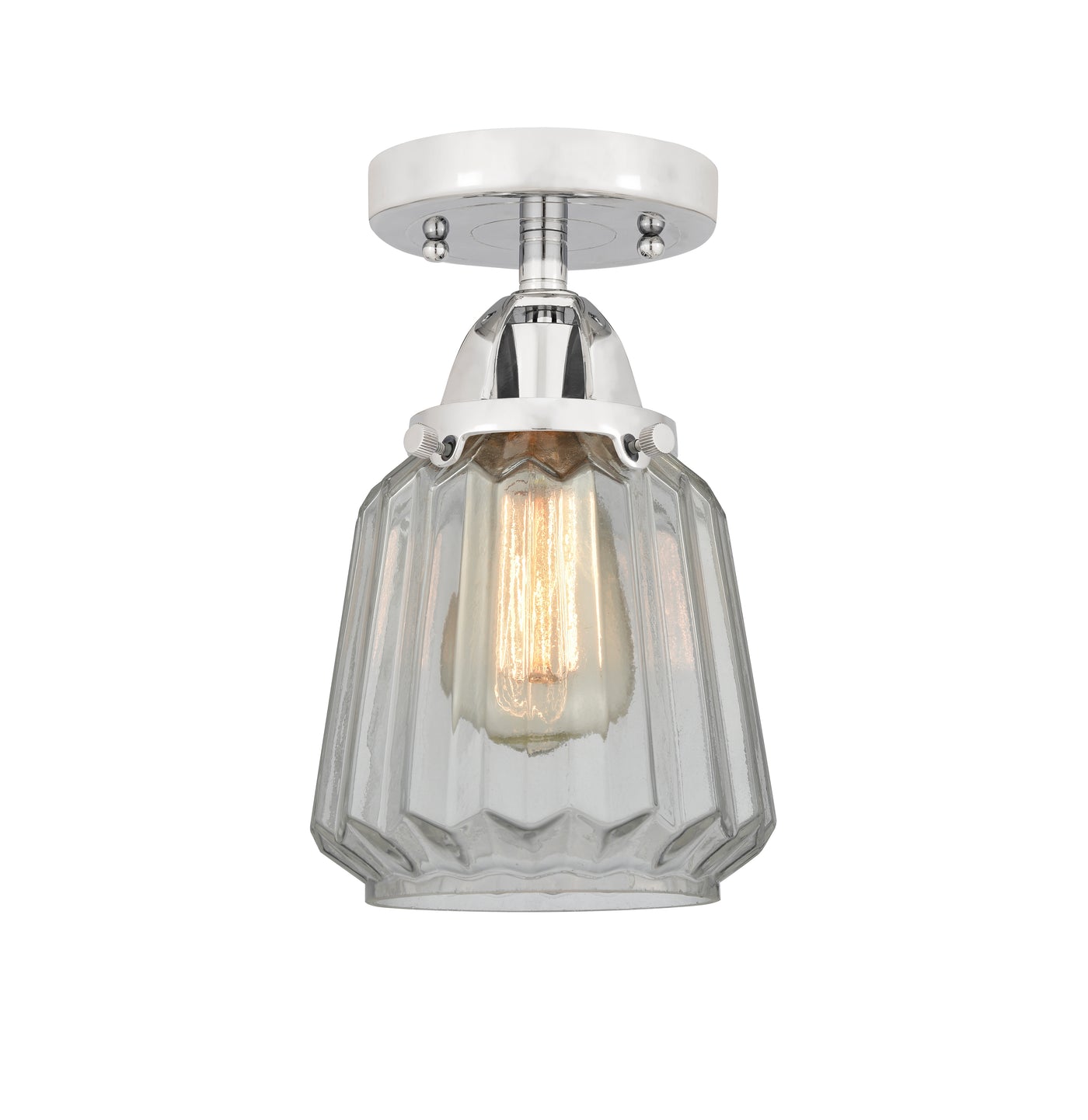 Nouveau Semi-Flush Mount Brushed Nickel Glass