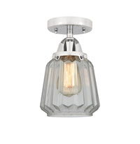 Nouveau Semi-Flush Mount Brushed Nickel Glass