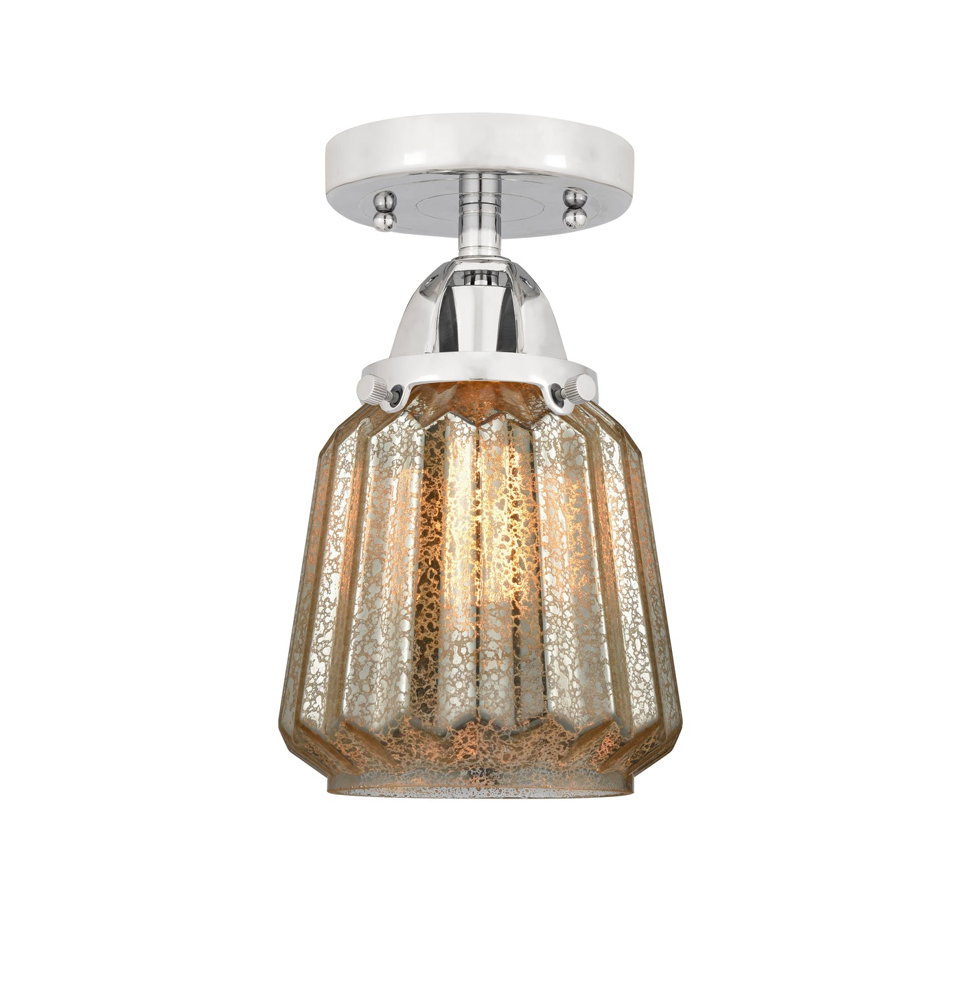 Nouveau Semi-Flush Mount Brushed Nickel Glass