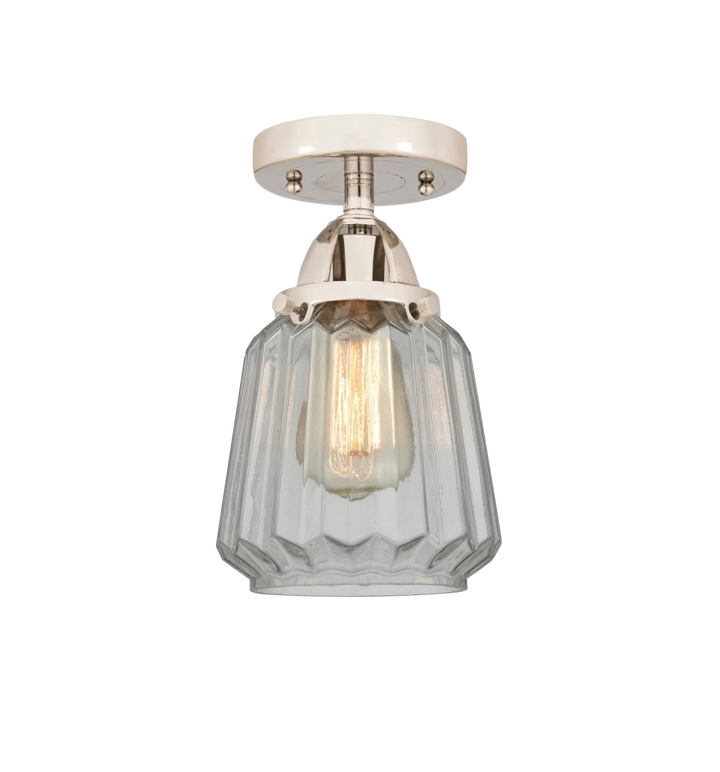 Nouveau Semi-Flush Mount Brushed Nickel Glass