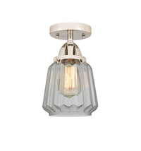 Nouveau Semi-Flush Mount Brushed Nickel Glass