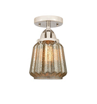 Nouveau Semi-Flush Mount Brushed Nickel Glass