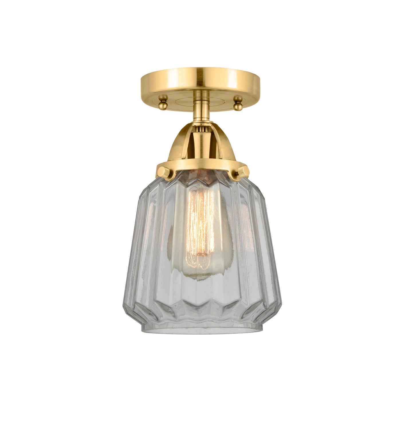 Nouveau Semi-Flush Mount Brushed Nickel Glass