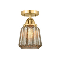 Nouveau Semi-Flush Mount Brushed Nickel Glass