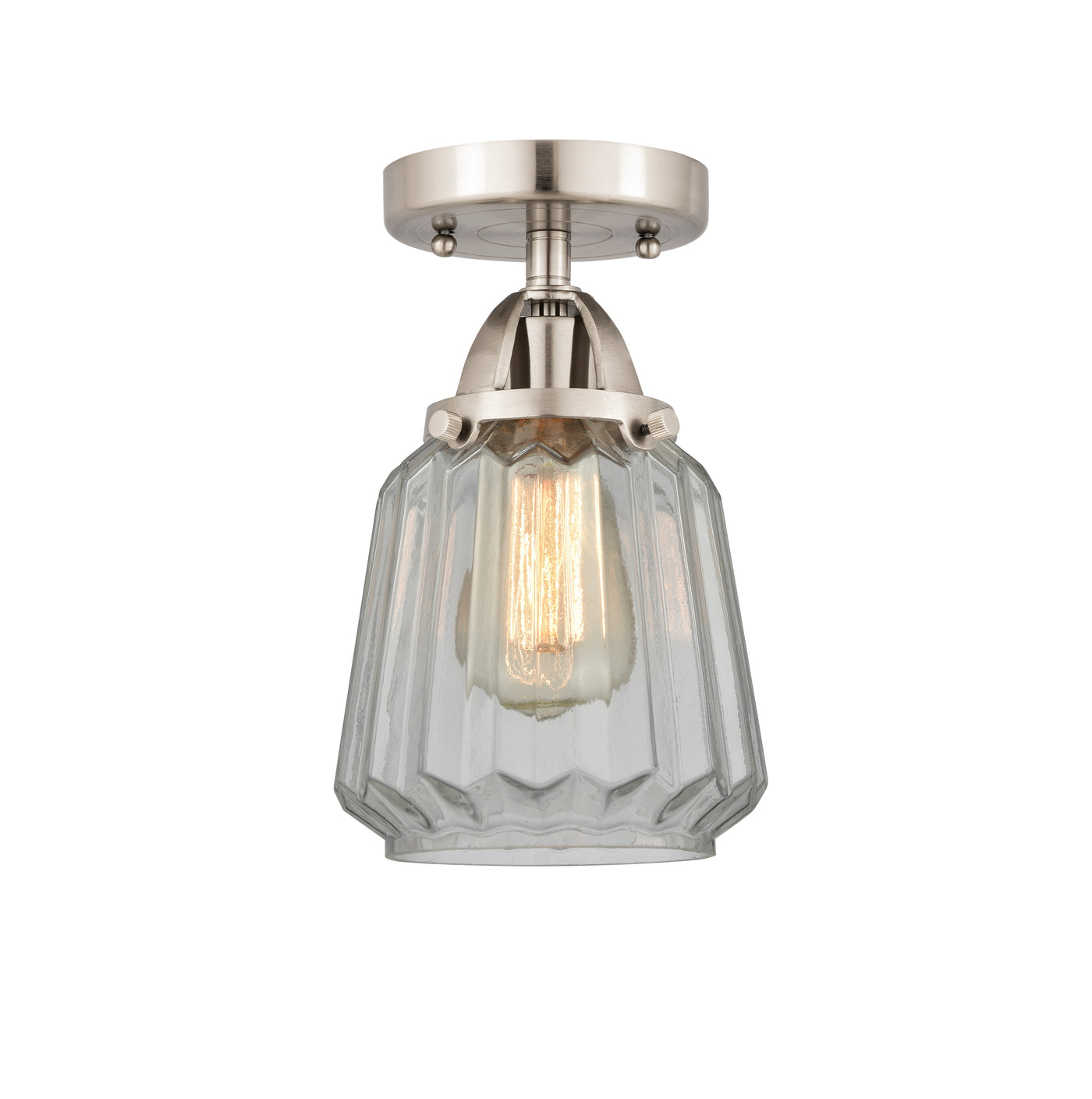Nouveau Semi-Flush Mount Brushed Nickel Glass