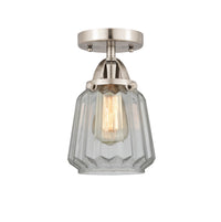 Nouveau Semi-Flush Mount Brushed Nickel Glass