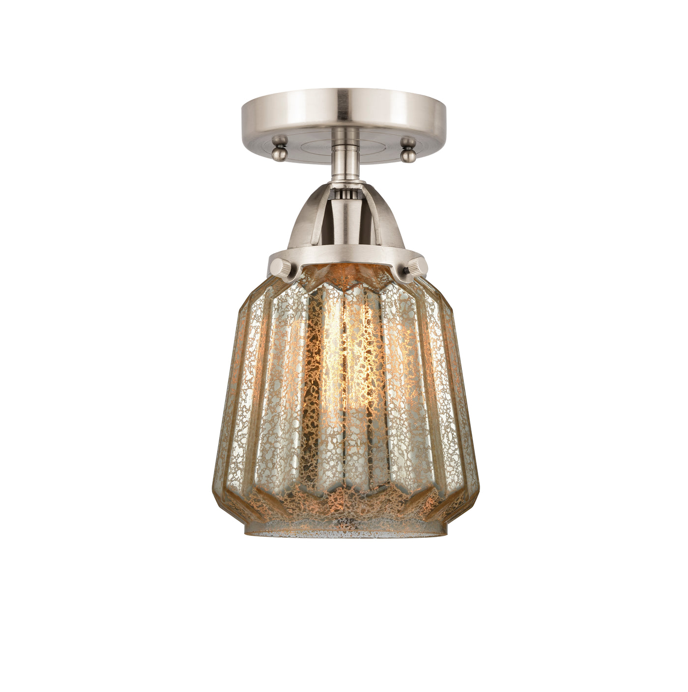 Nouveau Semi-Flush Mount Brushed Nickel Glass