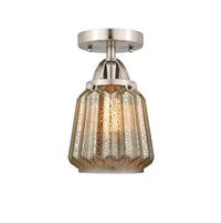 Nouveau Semi-Flush Mount Brushed Nickel Glass