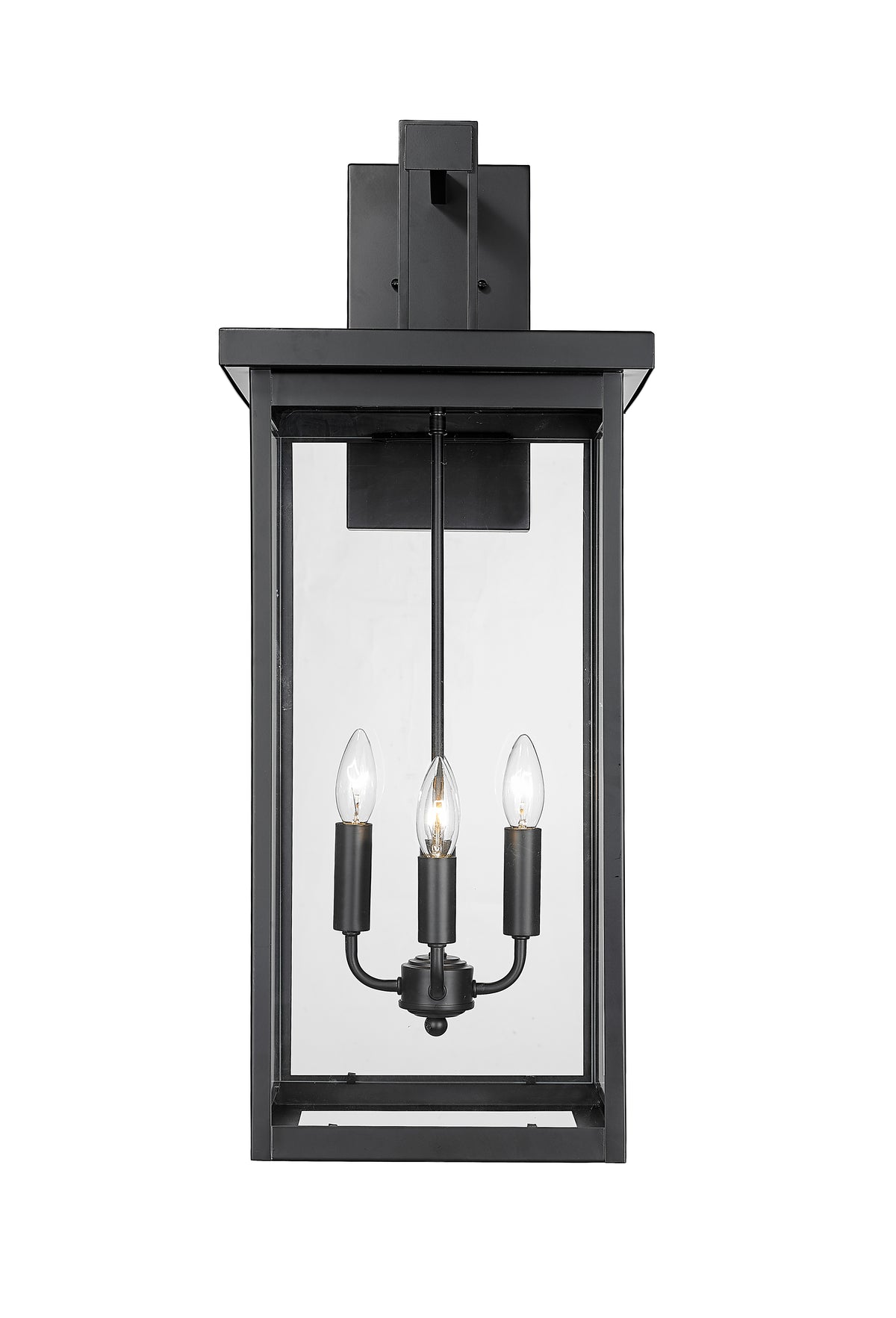 30-inch Barkeley Powder Coated Black 4-Light Outdoor Wall Sconce with Clear Glass