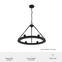 Saddlewood 24-inch 6-light Natural Black Iron Chandelier