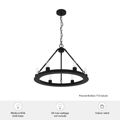Saddlewood 24-inch 6-light Natural Black Iron Chandelier