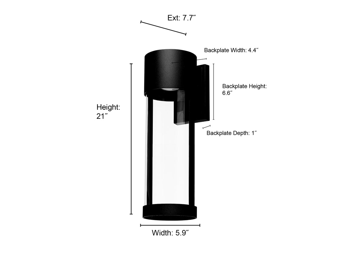 21-inch Trefor Powder Coated Black Outdoor Wall Sconce