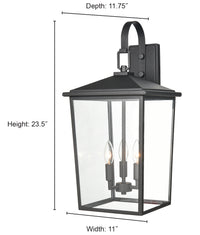 11'' Fetterton Powder Coated Black 3 Light Wall Sconce