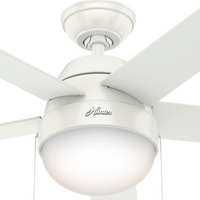 46 inch Anslee Fresh White Ceiling Fan with LED Light Kit and Pull Chain