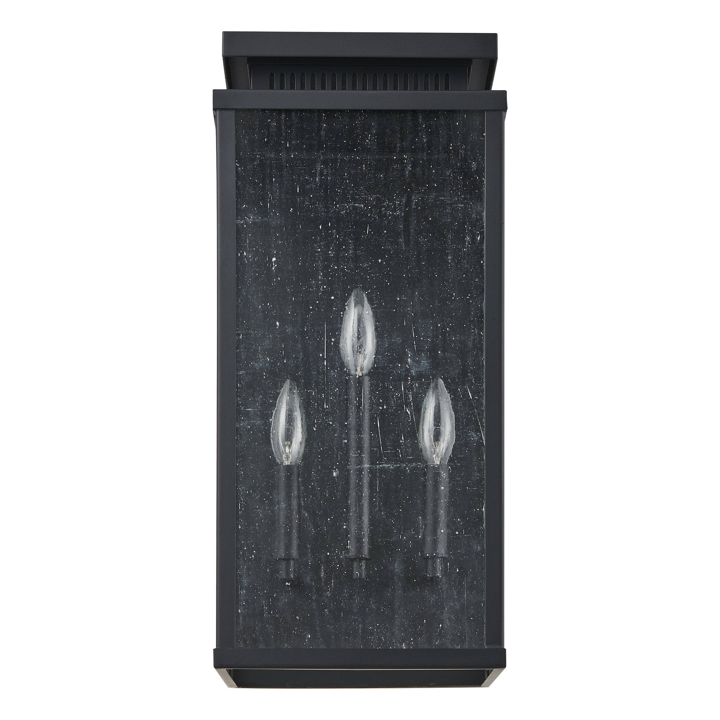 Overton 20-inch 3-light Matte Black Exterior Wall Sconce with Clear Antique Glass