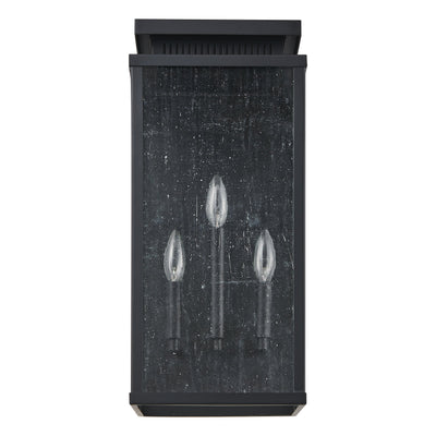 Overton 20-inch 3-light Matte Black Exterior Wall Sconce with Clear Antique Glass