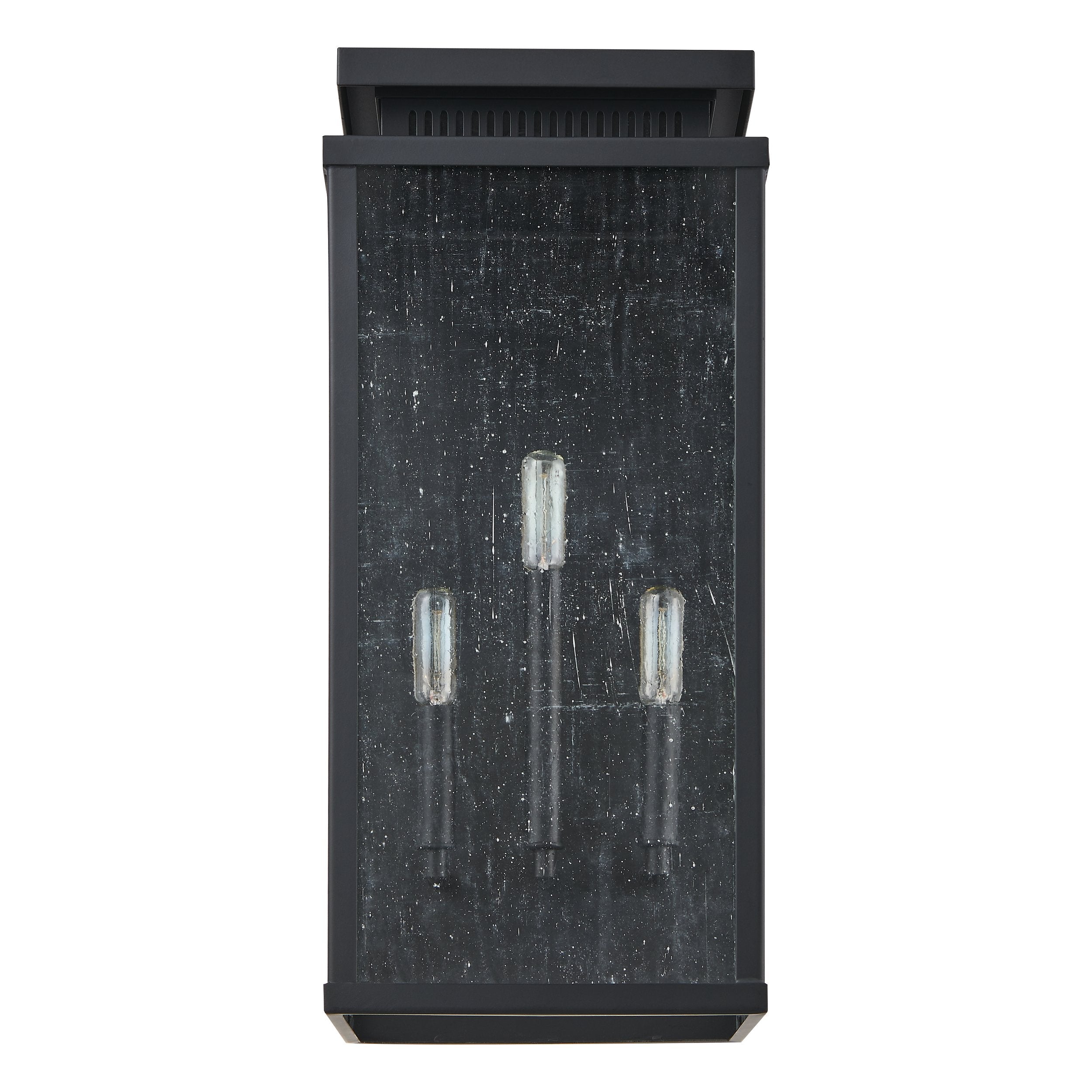 Overton 20-inch 3-light Matte Black Exterior Wall Sconce with Clear Antique Glass
