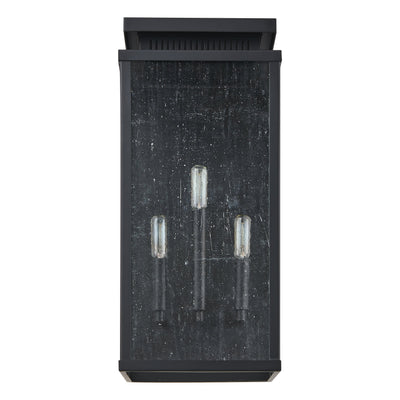 Overton 20-inch 3-light Matte Black Exterior Wall Sconce with Clear Antique Glass