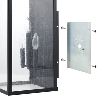 Overton 20-inch 3-light Matte Black Exterior Wall Sconce with Clear Antique Glass