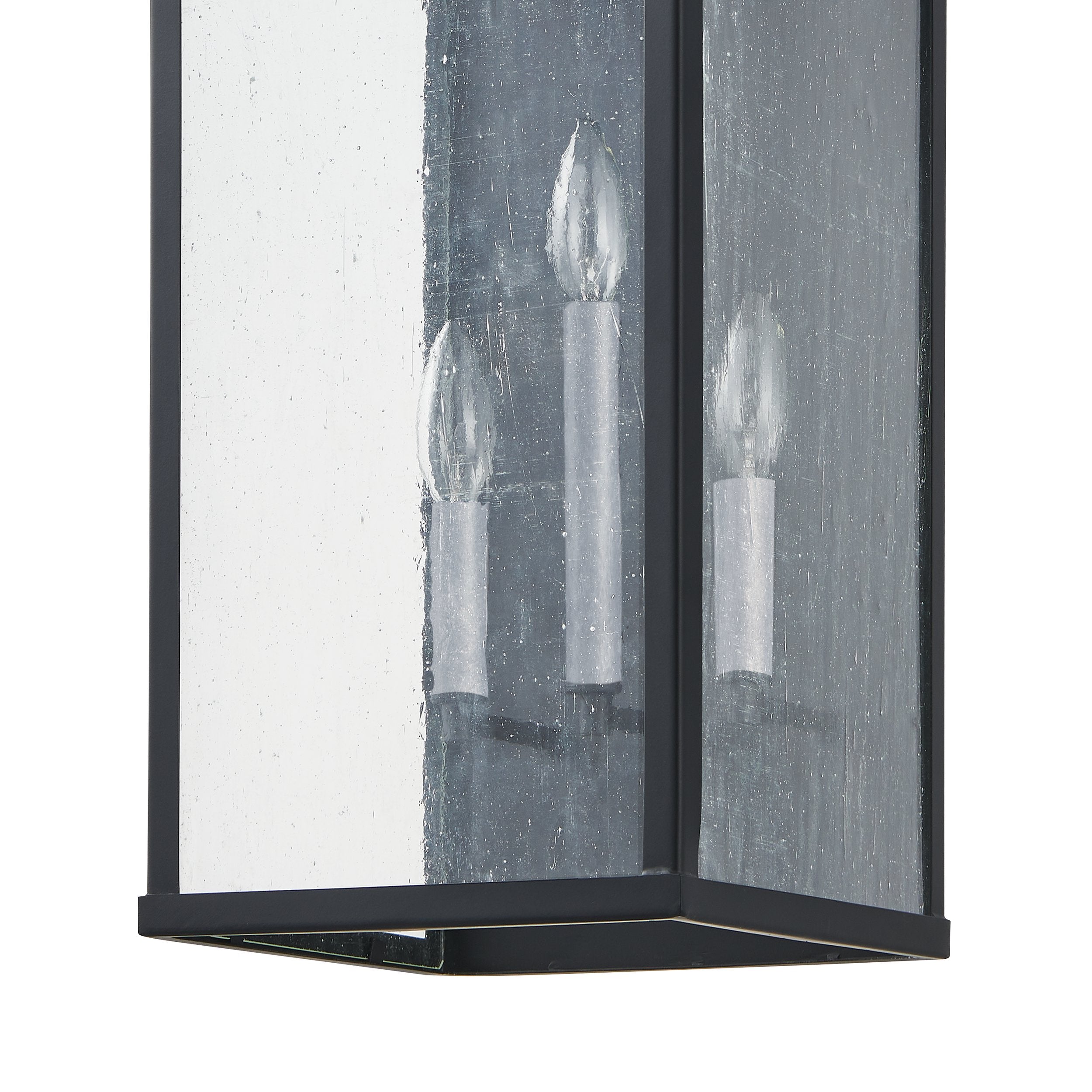 Overton 20-inch 3-light Matte Black Exterior Wall Sconce with Clear Antique Glass