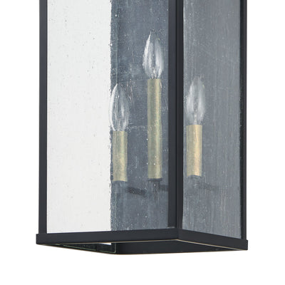 Overton 20-inch 3-light Matte Black Exterior Wall Sconce with Clear Antique Glass