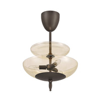 Fiorello 14-inch 3-light Forged Bronze Convertible Pendant with Smoked Amber Glass Shades