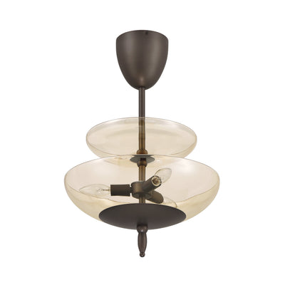Fiorello 14-inch 3-light Forged Bronze Convertible Pendant with Smoked Amber Glass Shades