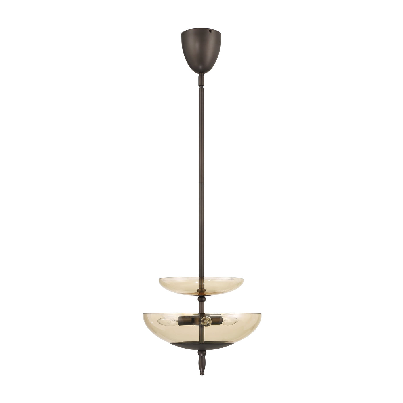 Fiorello 14-inch 3-light Forged Bronze Convertible Pendant with Smoked Amber Glass Shades