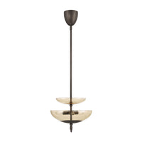 Fiorello 14-inch 3-light Forged Bronze Convertible Pendant with Smoked Amber Glass Shades