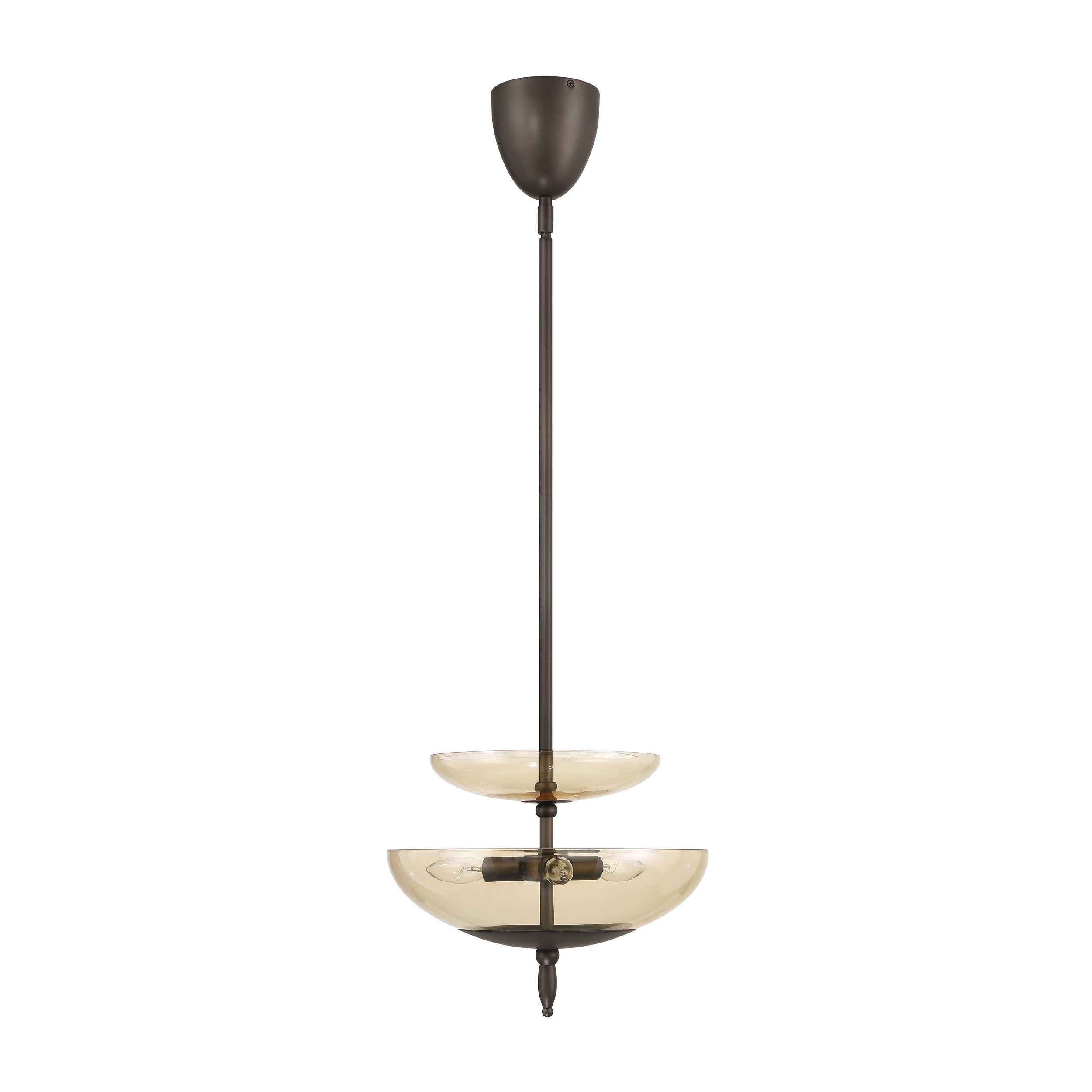 Fiorello 14-inch 3-light Forged Bronze Convertible Pendant with Smoked Amber Glass Shades