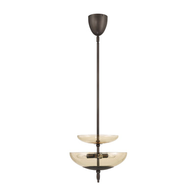 Fiorello 14-inch 3-light Forged Bronze Convertible Pendant with Smoked Amber Glass Shades