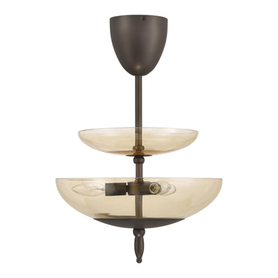 Fiorello 14-inch 3-light Forged Bronze Convertible Pendant with Smoked Amber Glass Shades