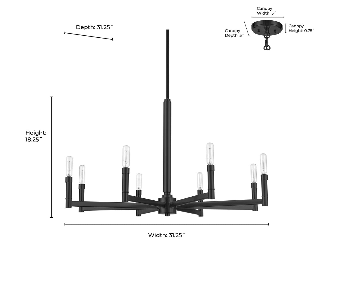 18.25'' Daxley Matte Black 8 Light Chandelier